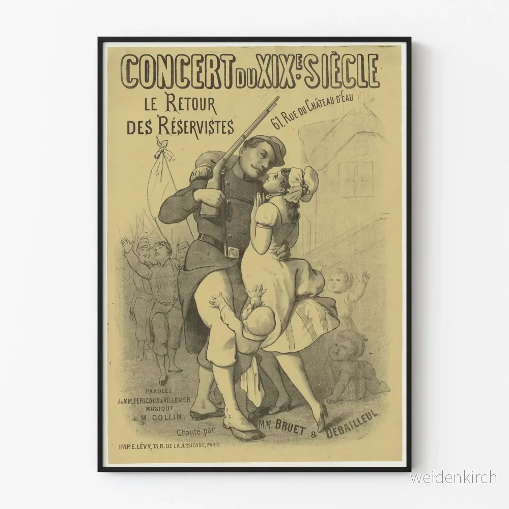 Vintageposter Återkomst av värnpliktiga Konsert 1800-talet