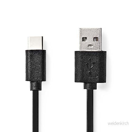 NEDIS Kabel USB A C 2m Svart 5412810421688