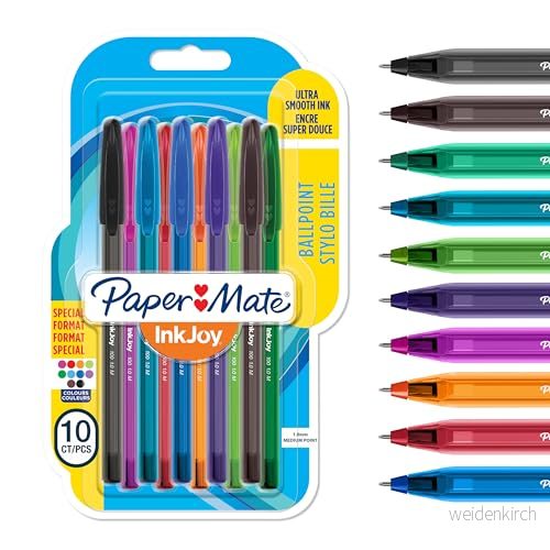 Paper Mate InkJoy 100ST Kulspetspennor med huv Mediumspets (1,0 mm) Roliga färger 10 stycken 3501179567518