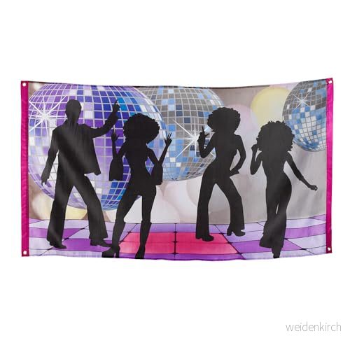 Boland 00738 Flagga Disco Fever, storlek 150 x 90 cm, material polyester, 70 tals, banderoll, dekoration, temafest, karneval 792463995893