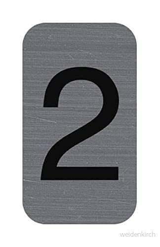 Exacompta Ref. 67182E 1 nummer 2 självhäftande platta Tryckt väggskylt För alla ytor Borstat aluminiumutseende Mått: 2,5 x 4,4 cm Siffrorna hjälper till att vägleda dina besökare 3130630671824