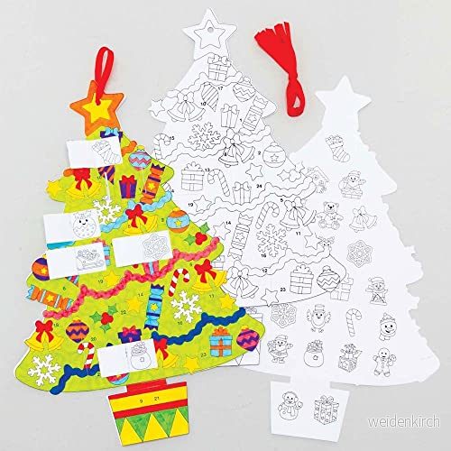 Baker Ross FC184 Julgransfärg i adventskalendrar paket med 5, kreativa för barn, julhantverk barn att dekorera och visa upp 5051174125827