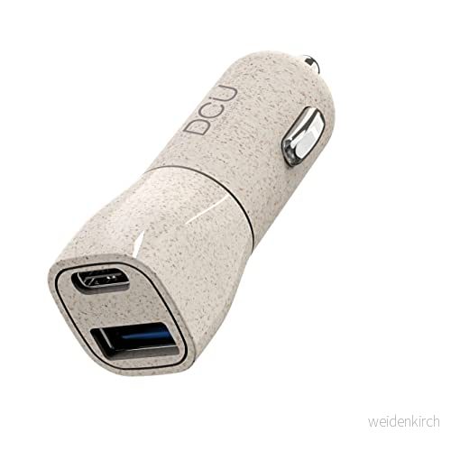 DCU Tecnologic USB billaddare typ C Eco Friendly QC 3.0 Återvinningsbara och biologiskt nedbrytbara material Höghastighetsladdare Effekt 20 W 8436556991738