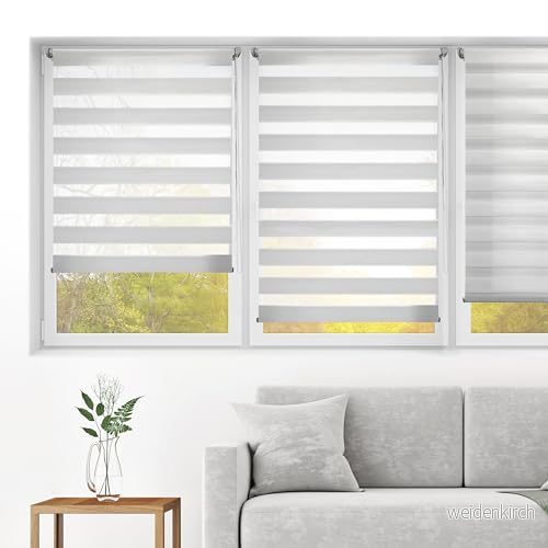 Blindecor Indus dubbelrullgardin fästs utan borrning duo rullgardin silvergrå 50 x 220 cm (bredd längd) tygstorlek 47 215 8434363291379