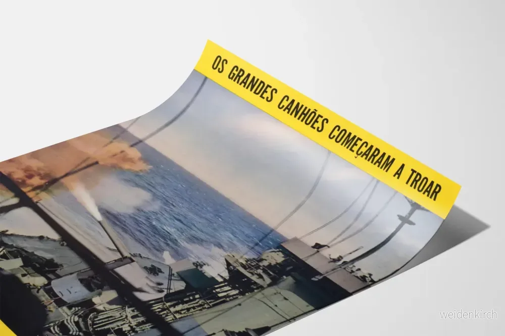 Vintage militärposter med amerikansk kanontömning till sjöss - Bild 3