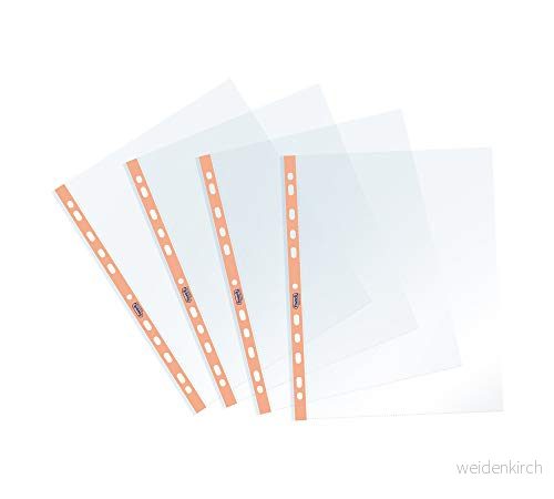 Favorit genomskinligt fodral, universalhål, innerformat 22 x 30 cm, slät yta, för A4 blad, 25 stycken Banda Con Fori Arancio Pastello 8006779037324