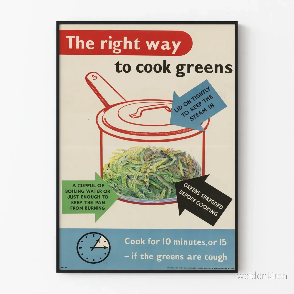 Vintageposter för kök: Den bästa metoden för att tillaga gröna grönsaker