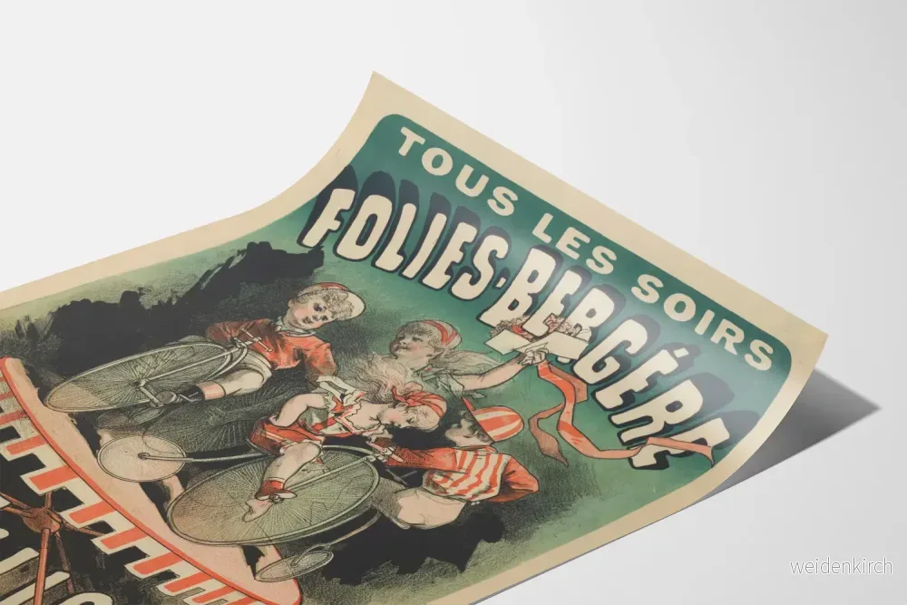 Vintageposter Folies-Bergère Les Elliott på gammal cykel - Bild 3