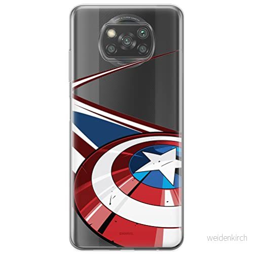 ERT GROUP mobiltelefonfodral för Xiaomi POCOPHONE X3 originalt och officiellt licensierat Marvel mönster Captain America 008 optimalt anpassad till formen på mobiltelefonen, gedeeltelijk transparant 5903537123158