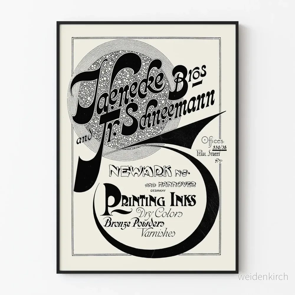Vintageposter Jaenecke Bros & Fr. Schneemann Impression och Bläck