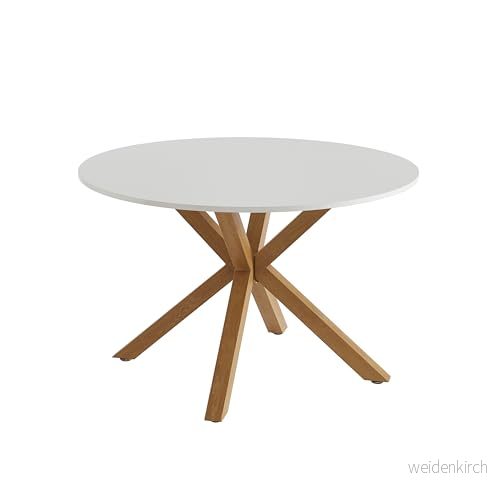 BAÏTA Runt matbord Harry vit och ekeffekt 120 cm 3584179078949