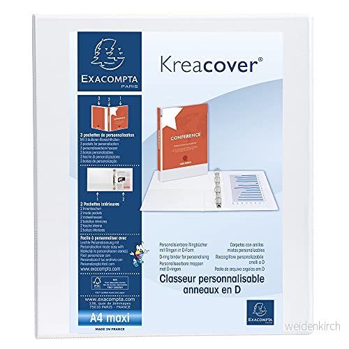 Ringpärm Exacompta Kreacover, A4+, rygg 47 mm, vit, ringdiameter 30 mm 3130638518428