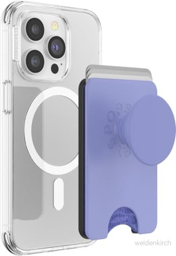 PopSockets Phone Wallet with Expanding Grip and Adapter Ring for MagSafe, Card Holder, Wireless Charging Compatible, Compatible MagSafe Deep Periwinkle 840173741825