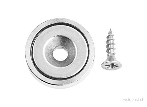Connex Neodym skivmagnet med runda hål och skruv Ø 20 x 6 4,5 mm 1 styck extra stark magnet 10,5 kg vidhäftningskraft för hushåll verkstad/kraftmagnet, ringmagnet, DY7100012 4035300923984