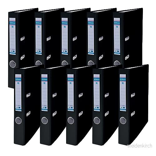 DONAU MASTER Set med 10 A4 skrivbord/tunna pärmar i DIN format PP plast/kartong/svart/FSC certifikat/tillverkad EU 5901498115175