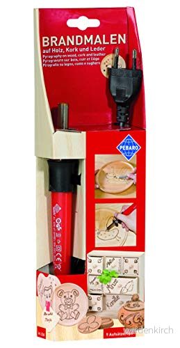 Pebaro 0260 Vedeldad Pyrografipenna med 9 Spetsar och Stämplar, Röd 4006094026007