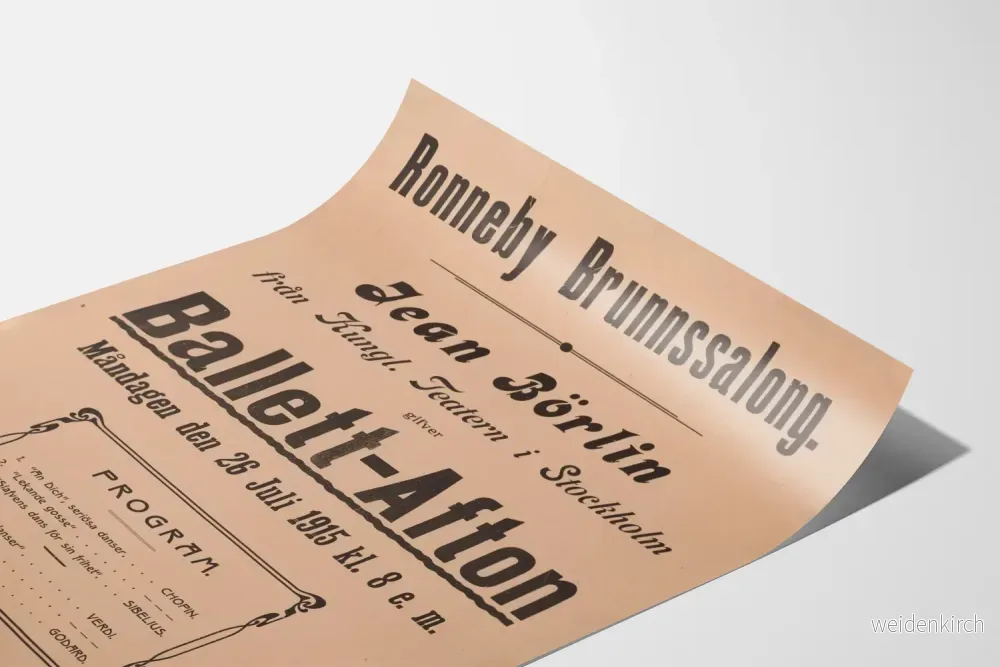 Vintageaffisch Ballet-Afton 1915 Jean Börlin Stockholm - Bild 3