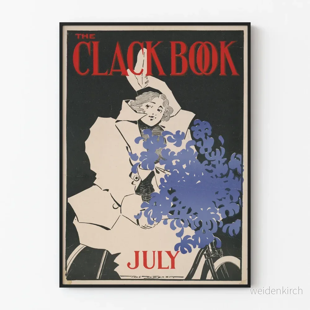Vintageposter The Clack Book July för väggdekoration