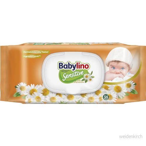 Babylino Känsliga våtservetter med delikat kamomill doft, 98% naturlig formel återställer hudens pH värde sval förslutning, 54 5201263002854