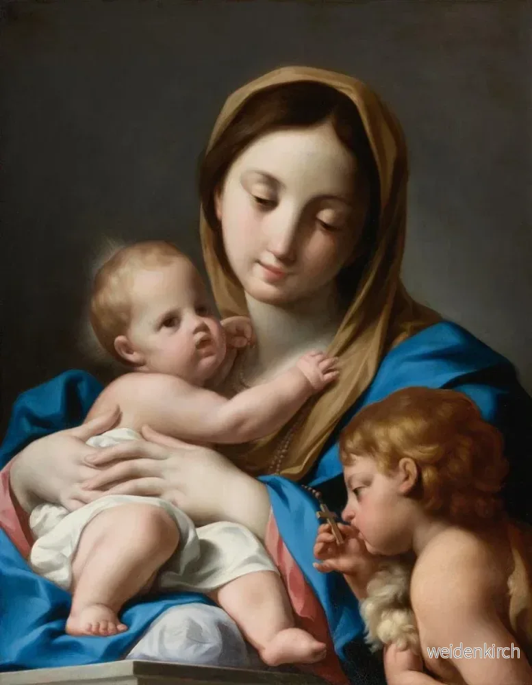 Målning La Vierge à l'Enfant avec saint Jean-Baptiste - Andrea Casali | Konsttryck - Bild 2
