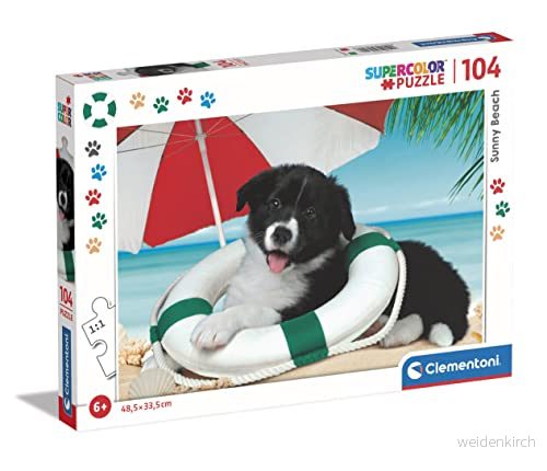 Clementoni 25741 Supercolor Pussel Sunny Beach 104 Bitar, 6 8 år, för barn 8005125257416