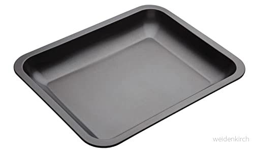 MasterClass KCMCHB78 33 x 25,5 cm ugnsform med PFOA fri non stick robust 1 mm tjock kolstål sluttande öppen rostbricka, grå 5028250168818