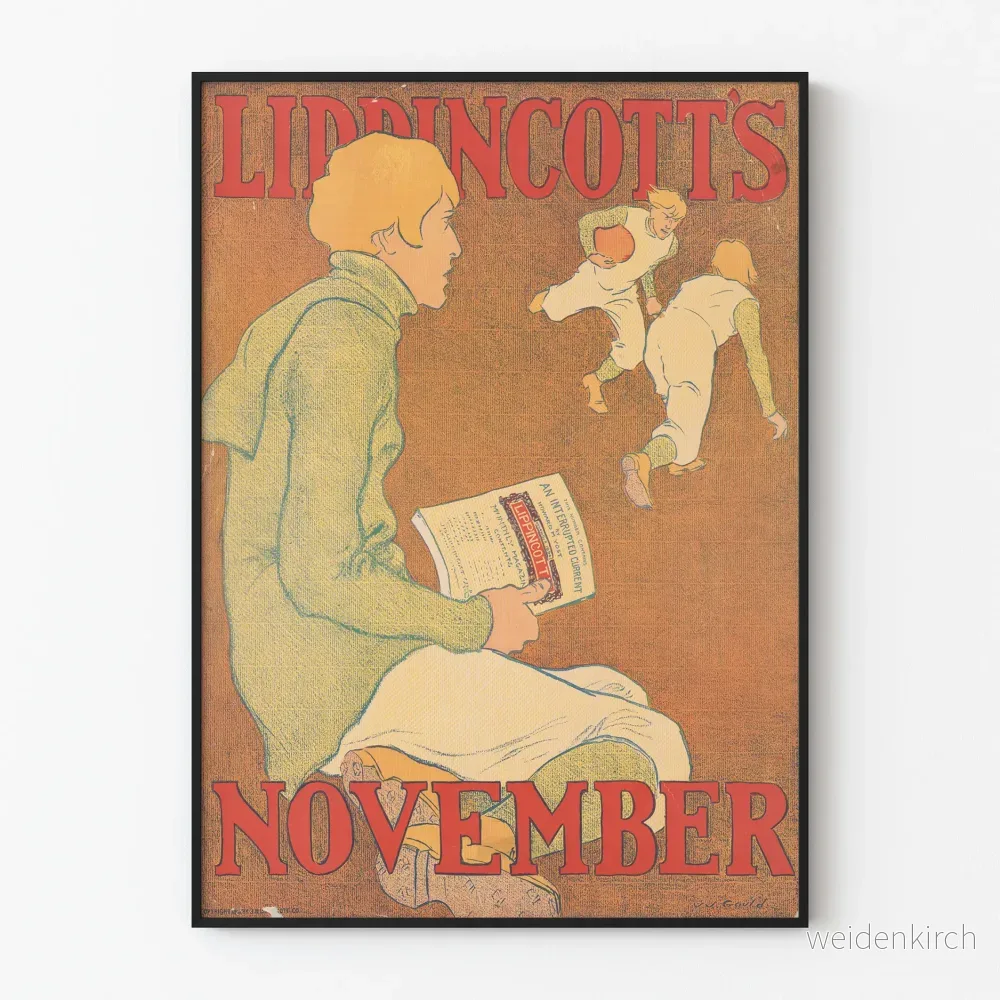 Vintageposter Lippincott's november - Retro sportig väggdekoration