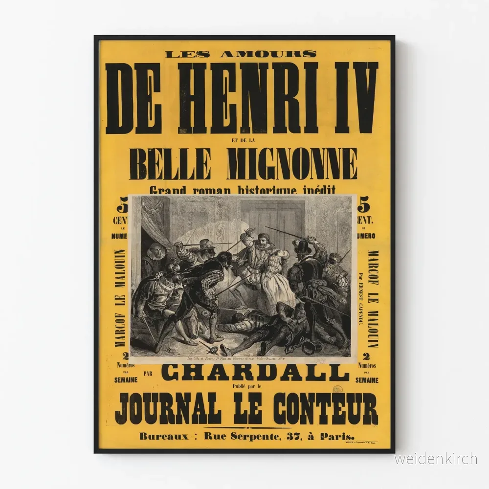 Vintageposter av Les Amours de Henri IV et de la Belle Mignonne