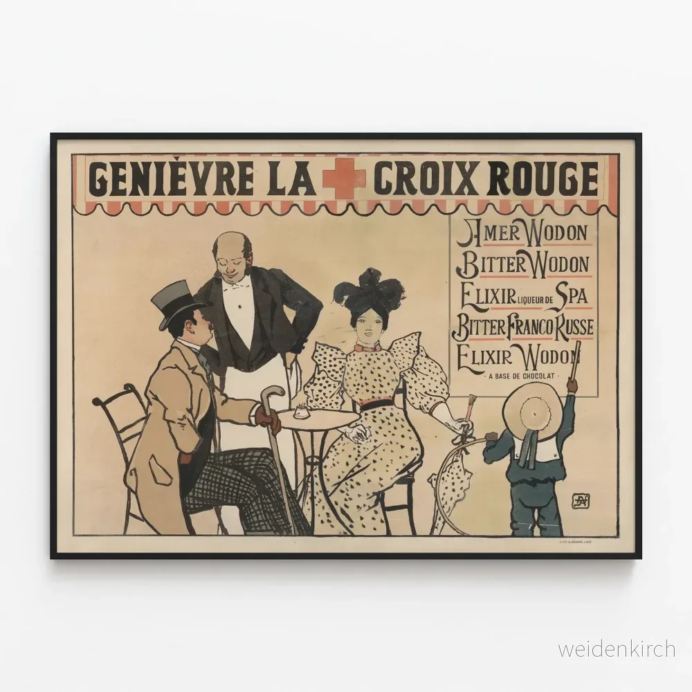 Vintageposter Génievre Röda Korset - Retro väggdekoration