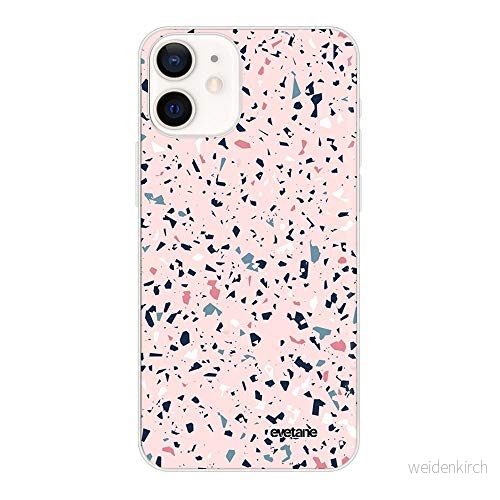 Evetane fodral kompatibel med iPhone 12 mini mjukt silikon starkt fint skydd transparent Terrazzo rosa mönster trendigt 3666087662103