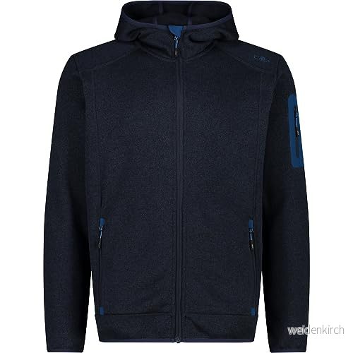 CMP Knit Tech jacka för män med fast huva, B.Blue Petrol, 54 8058949090103