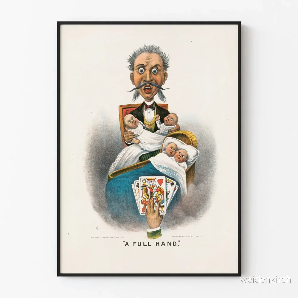 Vintage humoristisk poster 'A Full Hand' för originell väggdekoration
