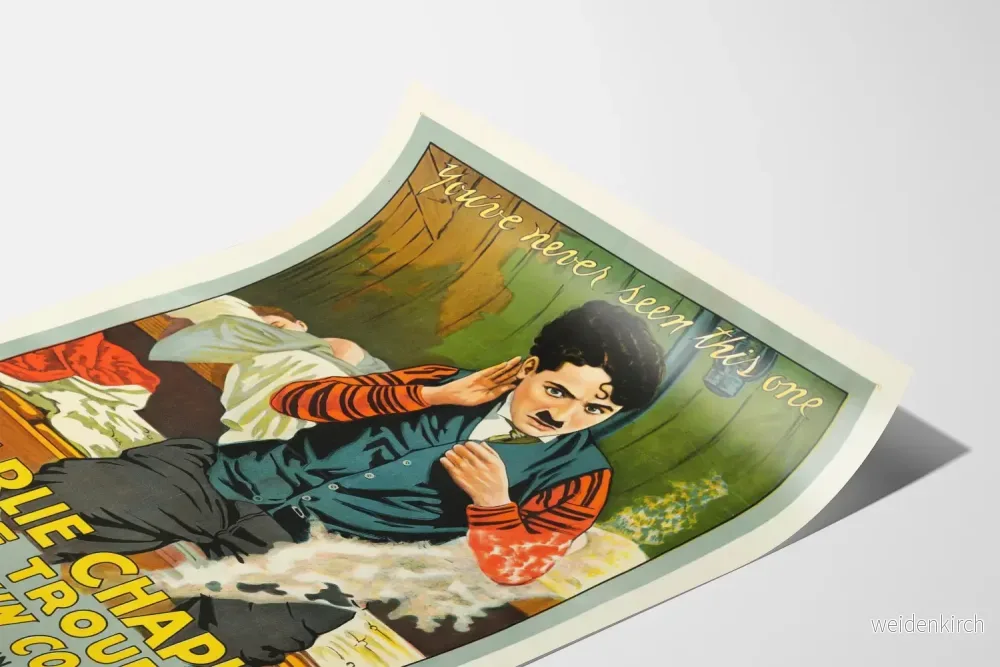 Vintageposter Charlie Chaplin Triple Trouble - Filmväggdekoration - Bild 3