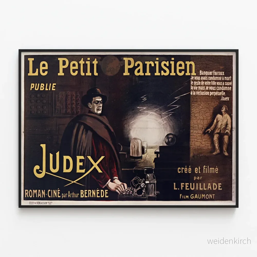 Vintageposter Le Petit Parisien Judex roman film Arthur Bernède