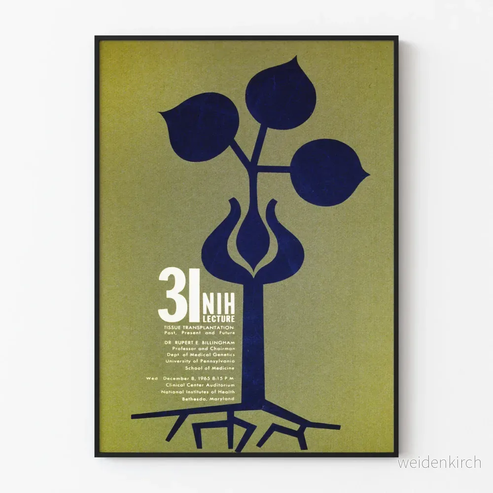 Vintage väggposter med textilmontering 1965