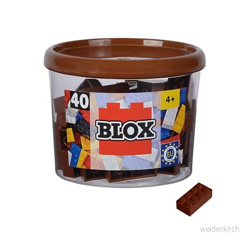 Blox, 40 bruna byggstenar för barn från 3 år, 8 stenar, burkar, hög kvalitet, helt kompatibel med många andra tillverkare 4006592074784
