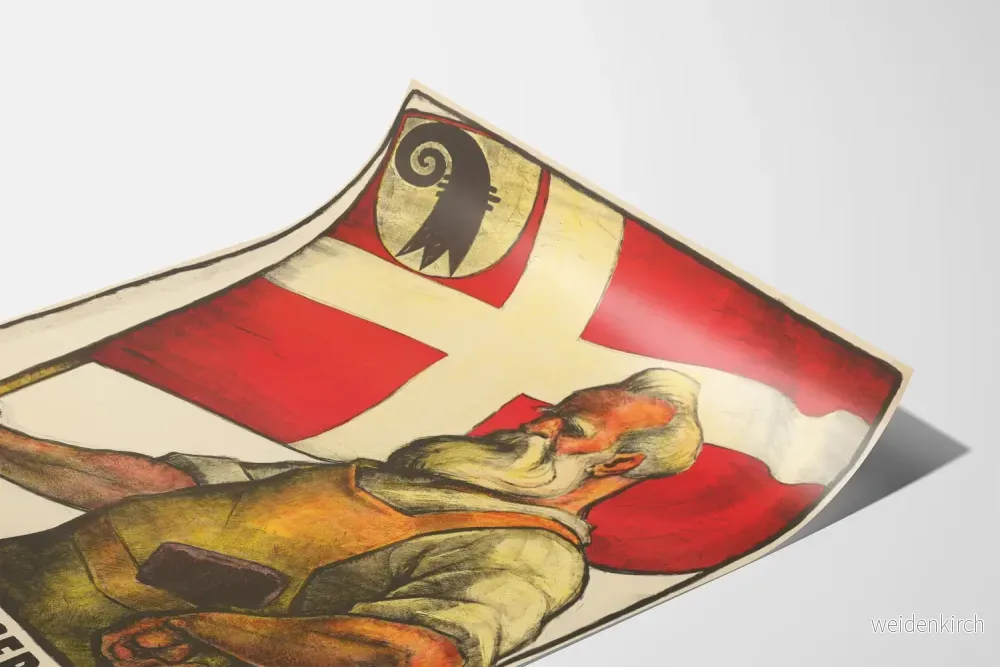 Vintage propagandaposter med arbetare och flagga - Bild 3