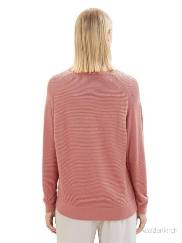 TOM TAILOR dam basic stickad tröja med V ringning, 32224 blekningsros, S 4067261292458