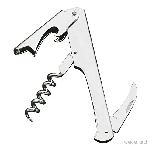 Amig - Hopfällbar korkskruv för vinflaskor och andra drycker Ficköppnare servitörer Manuell stålkorkskruv med trådspiral kniv Förnicklad finish 8413023010031