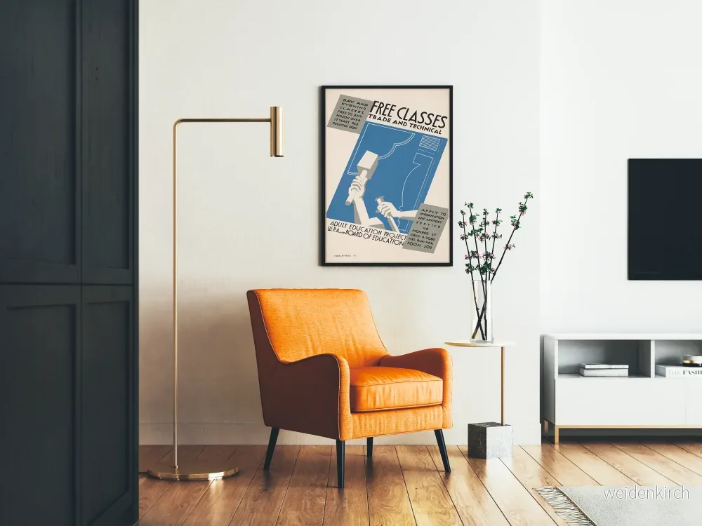 Vintageposter för gratis kurser i handel och teknik - Bild 2