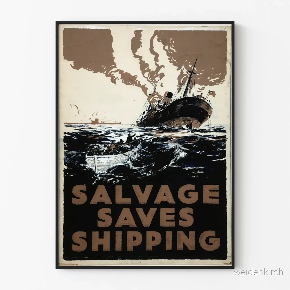 Vintage marinposter 'Salvage Saves Shipping'