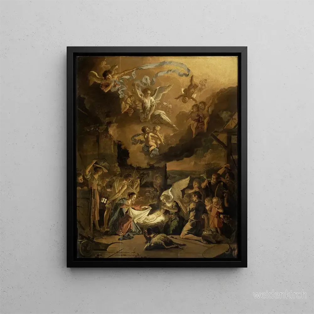 Målning L'Adoration des bergers - Abraham Hondius | Konsttryck