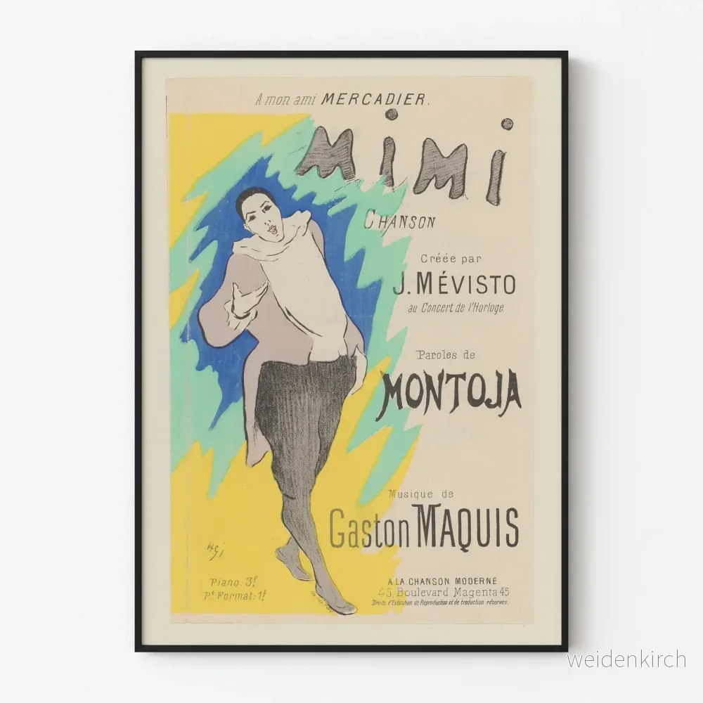 Vintageposter Mimi, sång av J. Mévisto och Gaston Maquis