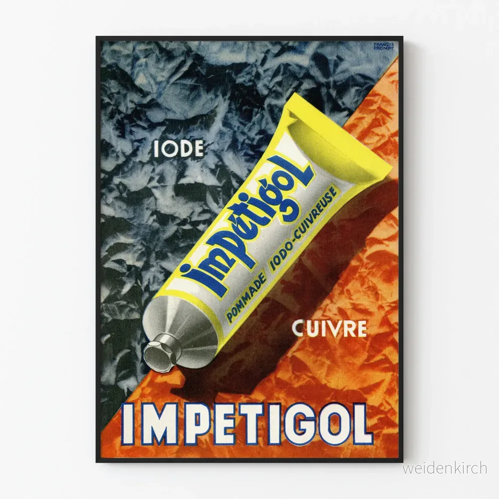 Vintageposter Impétigol Tube Pommade Iode Koppar
