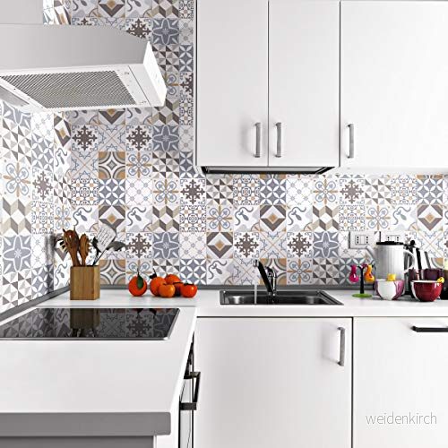 Ambiance Klistermärke Kakelklistermärken ornament sobres cementplattor kakel väggklistermärke badrum och kök 24 stycken 10 x cm 5415231239498 Ambiance Klistermärke Kakelklistermärken ornament sobres cementplattor kakel väggklistermärke badrum och kök 24 stycken 10 x cm 5415231239498