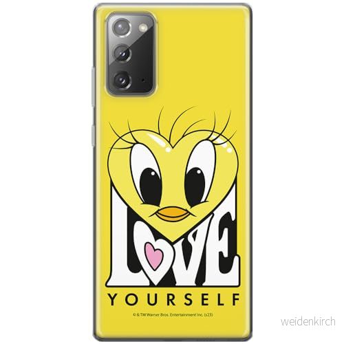 ERT GROUP mobiltelefonfodral för Samsung GALAXY NOTE 20 originalt och officiellt licensierat Looney Tunes mönster Tweety 015 anpassad till formen på mobiltelefonen, fodral tillverkad av TPU plast 5905795097363