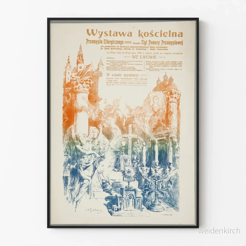 Vintageposter för Industriexpositionen Liturgi i Lviv 1909