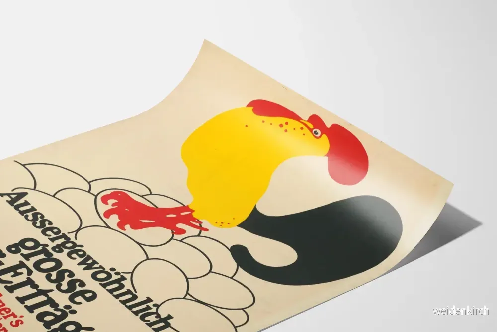 Vintageposter Gula hönan på ägg – Unik väggdekoration - Bild 3
