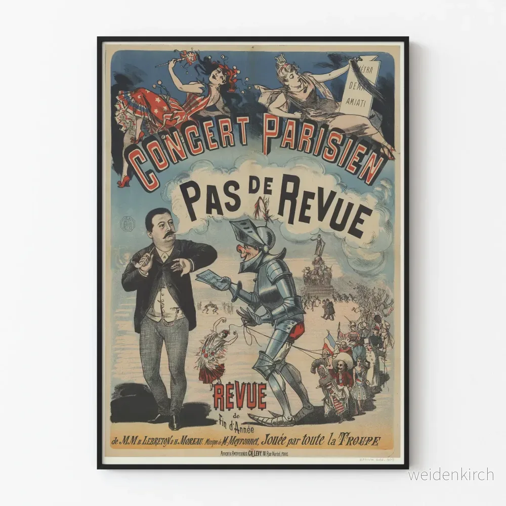 Vintageposter för Paris-konsert utan revy, väggdekoration