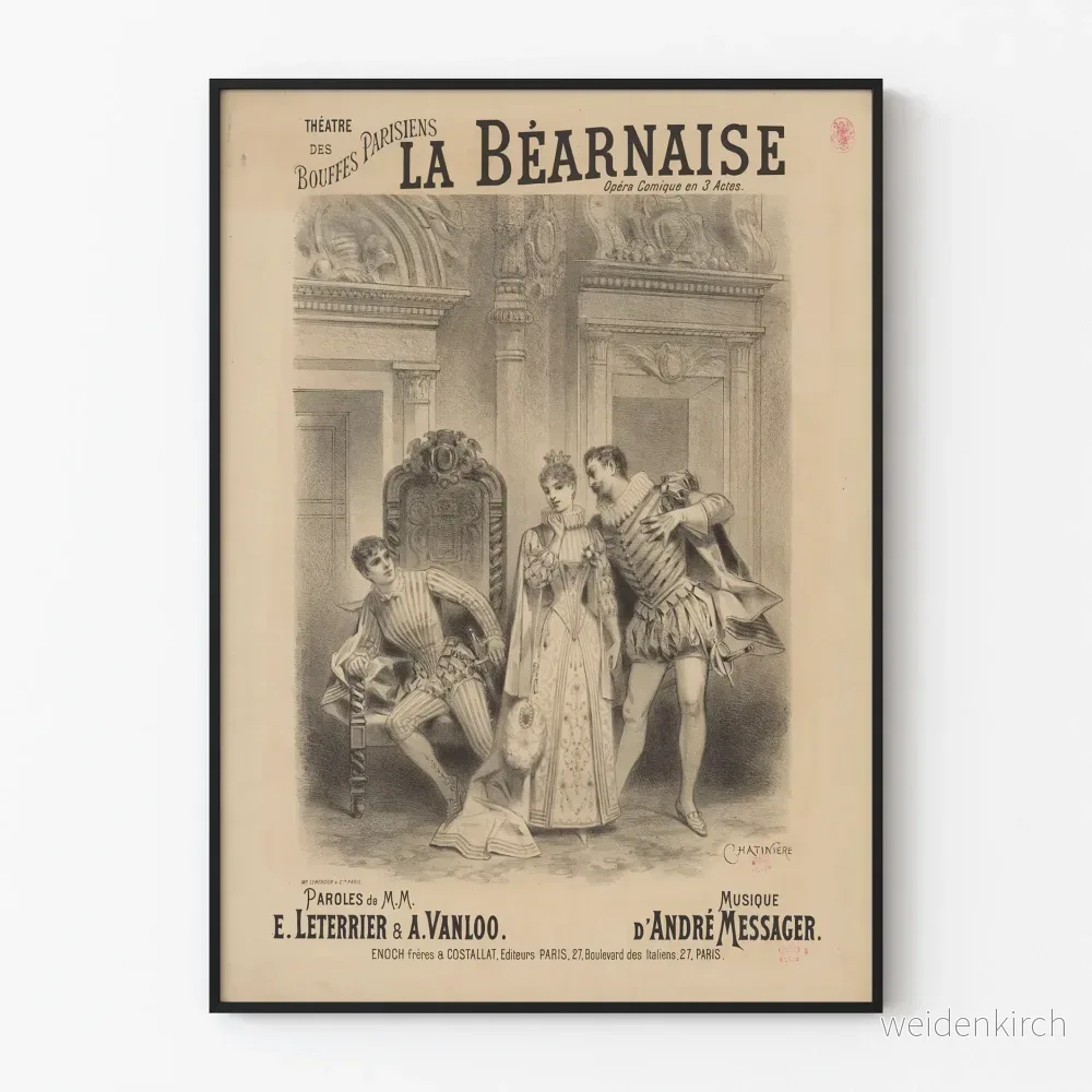 Affisch Teateret Bouffes Parisiens La Béarnaise Affisch Teateret Bouffes Parisiens La Béarnaise